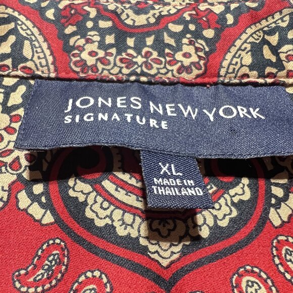 ❤️Jones New York Signature Women's 100% Cotton Shirt – Size XL Rich red  paisley - Picture 6 of 10